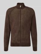 JAKE*S STUDIO MEN Cardigan mit Stehkragen und Reißverschluss in Schoko...