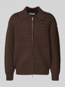 JAKE*S STUDIO MEN Strickjacke mit Strukturmuster und Zweiwege-Reißvers...