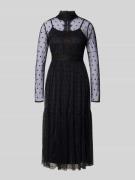 LACE & BEADS Midikleid mit Stehkragen in Black, Größe M