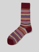 Burlington Socken mit geripptem Abschluss in Dunkelrot, Größe 40-46