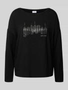 comma Oversized Longsleeve mit Label-Detail in Black, Größe 34