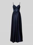 Luxuar Regular Fit Abendkleid mit floralem Spitzenbesatz in Dunkelblau...