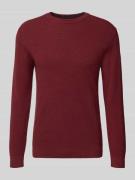 Tom Tailor Regular Fit Strickpullover aus reiner Baumwolle in Bordeaux...