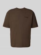 Pegador Oversized T-Shirt mit Label-Stitching in Dunkelbraun, Größe L