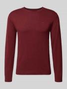 Tom Tailor Regular Fit Strickpullover aus reiner Baumwolle in Bordeaux...