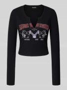 TRUE RELIGION Cropped Longsleeve mit Label-Print Modell 'BUDDHA' in Bl...