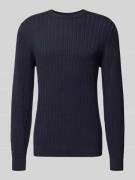 Christian Berg Men Strickpullover mit gerippten Abschlüssen in Marine,...