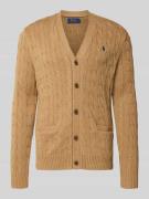 Polo Ralph Lauren Strickjacke mit Knopfleiste in Camel Melange, Größe ...