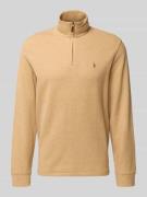 Polo Ralph Lauren Sweatshirt mit Stehkragen in Camel Melange, Größe L