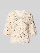 FREE/QUENT T-Shirt mit Federn und Pailletten Modell 'NOLLA' in Offwhit...