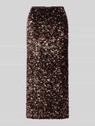 Rich & Royal Midirock mit Pailletten und Gehschlitz in Dunkelbraun, Gr...