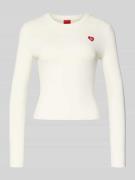 HUGO Slim Fit Strickshirt aus Viskose-Mix Modell 'SHARPA' in Offwhite,...