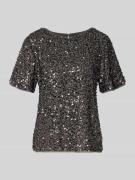 comma Blusenshirt mit Pailletten in Anthrazit, Größe 34