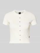 G-Star Raw Cropped T-Shirt mit Knopfleiste Modell 'Heritage' in Offwhi...