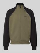 BOSS Green Regular Fit Sweatjacke aus Baumwoll-Mix in Dunkelgruen, Grö...