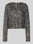 Karo Kauer Blusenshirt mit Rundhalsausschnitt in Silber, Größe XS