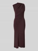 Mango Midikleid mit Raffungen Modell 'JOIA' in Dunkelbraun, Größe M