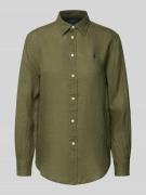 Polo Ralph Lauren Hemdbluse aus reinem Leinen in Oliv, Größe L