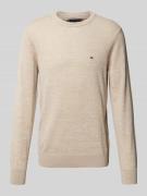 Tommy Hilfiger Strickpullover mit Leinen-Anteil in Beige, Größe M