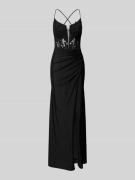 Hey Kyla Semitransparentes Abendkleid mit Spitzenbesatz in Black, Größ...