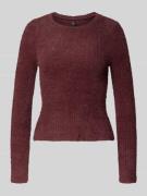 Only Slim Fit Strickpullover Modell 'VIOLA' in Bordeaux, Größe L