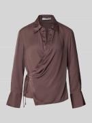 Mango Hemdbluse mit Schnürverschluss in Mittelbraun, Größe M