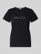 LIU JO SPORT T-Shirt mit Rundhalsausschnitt und Ziersteinbesatz in Bla...