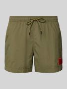 HUGO Badeshorts mit Label Patch Modell 'DOMINICA' in Khaki, Größe L