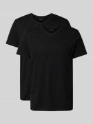 BOSS T-Shirt mit V-Ausschnitt im 2er-Pack Modell 'ComfortS' in Black, ...