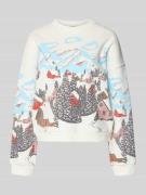 Jake*s Casual Oversized Sweatshirt mit gerippten Abschlüssen in Offwhi...