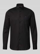 Tommy Hilfiger Tailored Slim Fit Businesshemd aus Baumwoll-Mix in Blac...