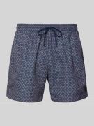 BOSS Badehose mit Allover-Muster Modell 'VIBE' in Marine, Größe L