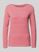 Oui Longsleeve mit geripptem Rundhalsausschnitt Modell 'SUMIKO' in Ros...