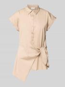 Milano Italy Regular Fit Hemdbluse mit Knotendetail in Beige, Größe 44