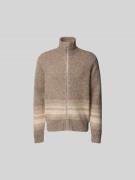 ANNARR Strickjacke mit Reißverschluss in Hellbraun Melange, Größe L