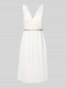 Mascara Brautkleid mit floraler Spitze und Ziersteinen in Ecru, Größe ...