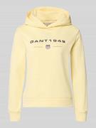 Gant Regular Fit Hoodie mit Label-Print in Pastellgelb, Größe L