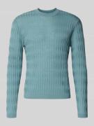 Emporio Armani Strickpullover mit gerippten Abschlüssen in Tuerkis, Gr...