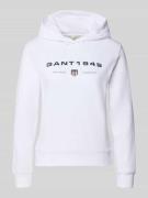 Gant Regular Fit Hoodie mit Label-Print in Weiss, Größe L