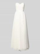 Mascara Abendkleid mit Nahtreißverschluss in Offwhite, Größe 38