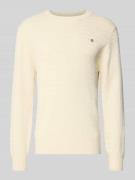 Gant Strickpullover mit Strukturmuster und Label-Stitching in Offwhite...