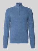 Gant Strickpullover mit Stehkragen in Jeansblau, Größe 4XL