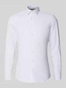 Jake*s Super Slim Fit Business-Hemd mit Knopfleiste in Weiss, Größe 35...