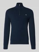 Gant Strickpullover mit Stehkragen in Marine, Größe 4XL