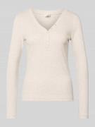 s.Oliver RED LABEL Slim Fit Langarmshirt mit Zierknopfleiste in Offwhi...