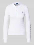 Polo Ralph Lauren Strickpullover mit Zopfmuster und Polokragen in Weis...