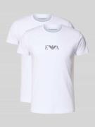 Emporio Armani T-Shirt mit Label-Print im 2er-Pack in Weiss, Größe XL