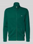 Gant Sweatjacke mit Label-Stitching in Dunkelgruen, Größe 5XL