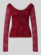 Gina Tricot Semitransparentes Longsleeve mit Schnürung in Bordeaux, Gr...