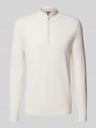 Christian Berg Men Regular Fit Troyer aus Woll-Kaschmir-Mix in Offwhit...